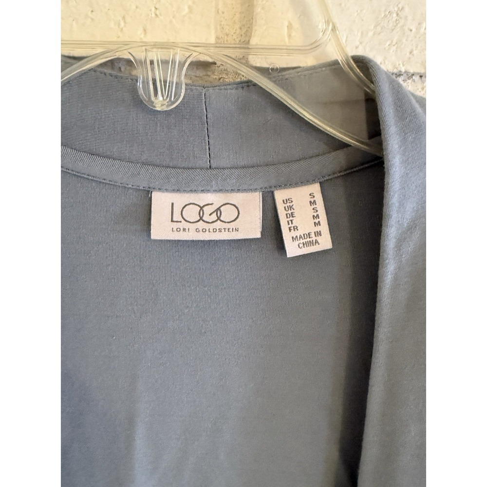 LOGO by Lori Goldstein Rayon 230 Cardigan with‎ Printed Trim Gray Size Small - Picture 3 of 7